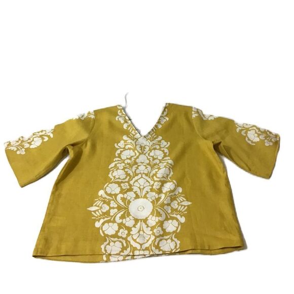 Boden Yellow Linen Wide Sleeve Top New Size 6 - Picture 4 of 12